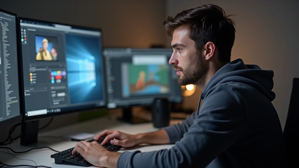 Computador com interface de animação web em desenvolvimento, mostrando código e timeline de animação