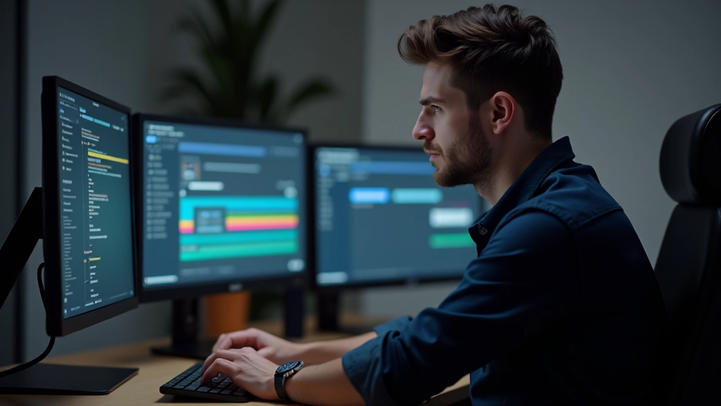Designer a trabalhar com timeline de animações numa tela, elementos visuais de scroll-triggered animations visíveis