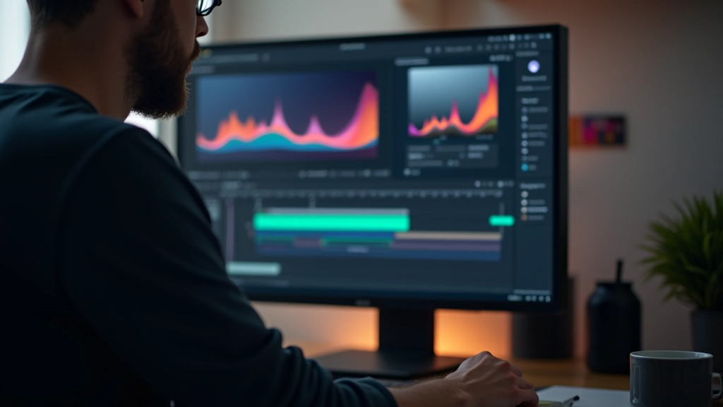 Designer trabalhando em timeline de animações em software profissional